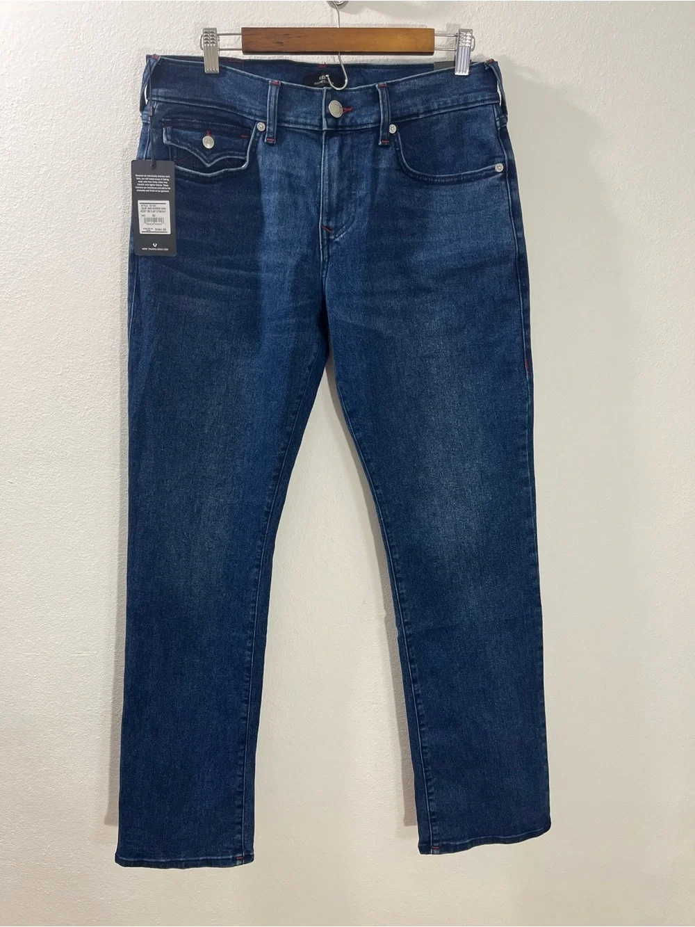 True Religion Ricky SN Flap Straight Jeans Men's 32x34 Dark Shivering Wash NWT